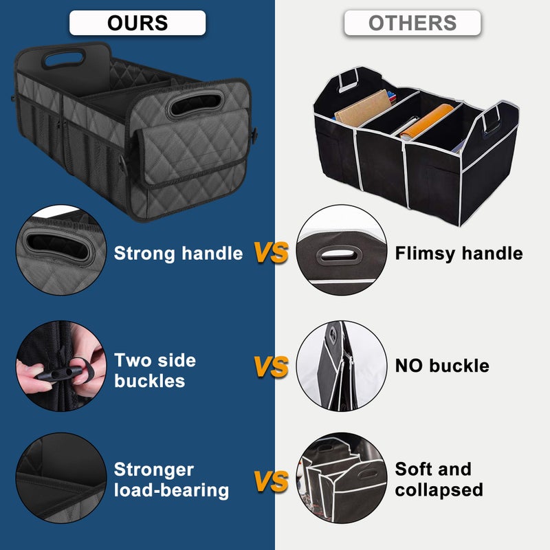 Deosk Car Trunk Organizer for SUV, Car Organizers and Storage with 6 Pocket, Car Accessories for Women/Men 50L Waterproof Polyester Trunk Organizer(Medium,Charcoal) - Image 2