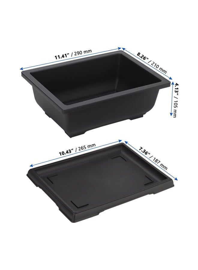 MANCHAP 3 Pack 11 Inch Large Plastic Bonsai Training Pots, Rectangular Bonsai Pot with Drainage Tray, Plant Flower Growing Bonsai Tree Planter for Garden, Yard, Home - Image 2