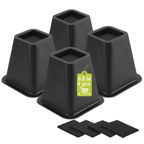 Yookwutar 4 Pack Furniture Risers 6 Inch, Bed Risers Heavy Duty for Table Desk Couch Chair Sofa Cabinet Bed Frame Dorm, Square Table Leg Risers Lift Height 6", Black - Image 1