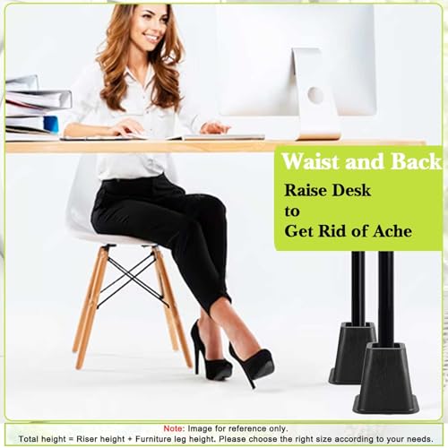 Yookwutar 4 Pack Furniture Risers 6 Inch, Bed Risers Heavy Duty for Table Desk Couch Chair Sofa Cabinet Bed Frame Dorm, Square Table Leg Risers Lift Height 6", Black - Image 5