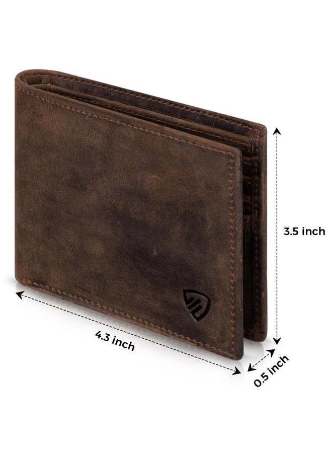 RUNBOX wallets for men Genuine Leather Mens Wallet Bifold Rfid Blocking Gifts for Men, DARK COFFEE, Modern - Image 2