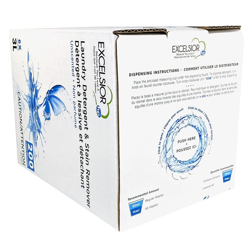 Excelsior - Laundry Detergent with Eco Bottle- Concentrated Liquid - Unscented, Biodegradable, Solvent, and Phosphate Free 3 Liter (1, Old Packaging) - Image 5