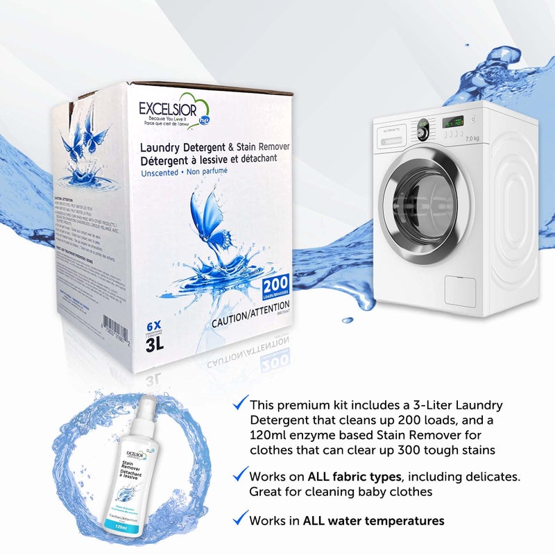 Excelsior - Laundry Detergent with Eco Bottle- Concentrated Liquid - Unscented, Biodegradable, Solvent, and Phosphate Free 3 Liter (1, Old Packaging) - Image 4