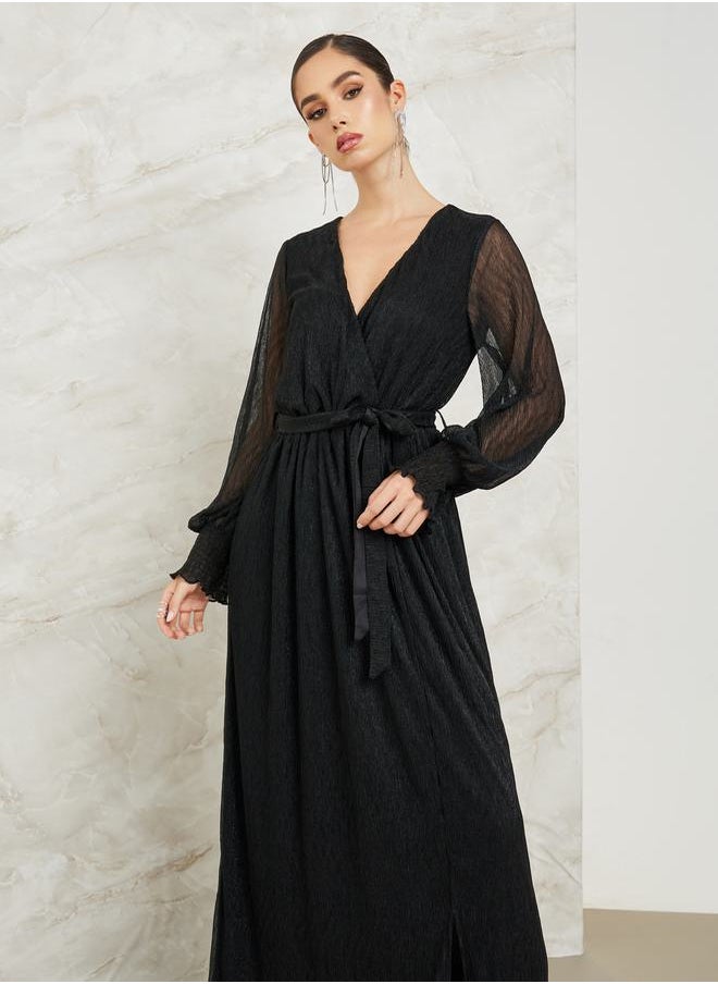 Styli - Shimmer Look Maxi Dress with Volume Sleeve - Image 1