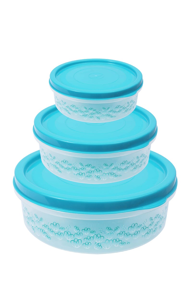 GALOOF 3 Pcs Airtight Kitchen Storage Container Roti Chapati Box Papad Dabba (4000 ml, 2500 ml, 1300 ml) (Blue) - Image 2