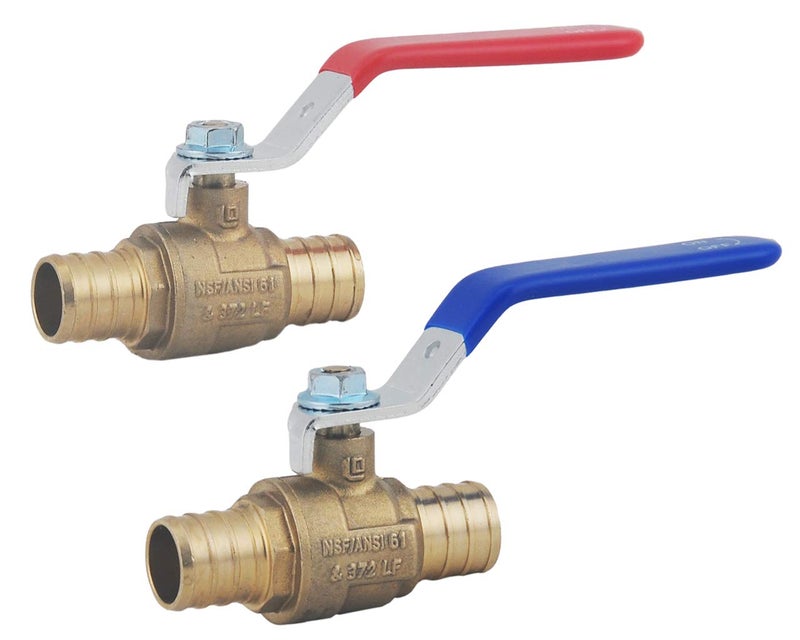 LD- 3/4" PEX Brass Ball Valve, 3/4-in PEX No Lead Brass Shut off Ball Valve with Red & Blue Long Lever Or T Handle,Pex Barb Water Valve with cUPC Certified for Cold and Hot water (10-Pack) - Image 2