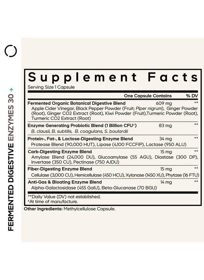 Codeage Codeage Fermented Digestive Enzymes Supplement - 14 Digestive Enzymes, Probiotics, Prebiotics, Fermented Botanicals, Plant-Based Multi Pancreatic Enzymes - 1 Capsule a Day - 30 Capsules  - Image 2