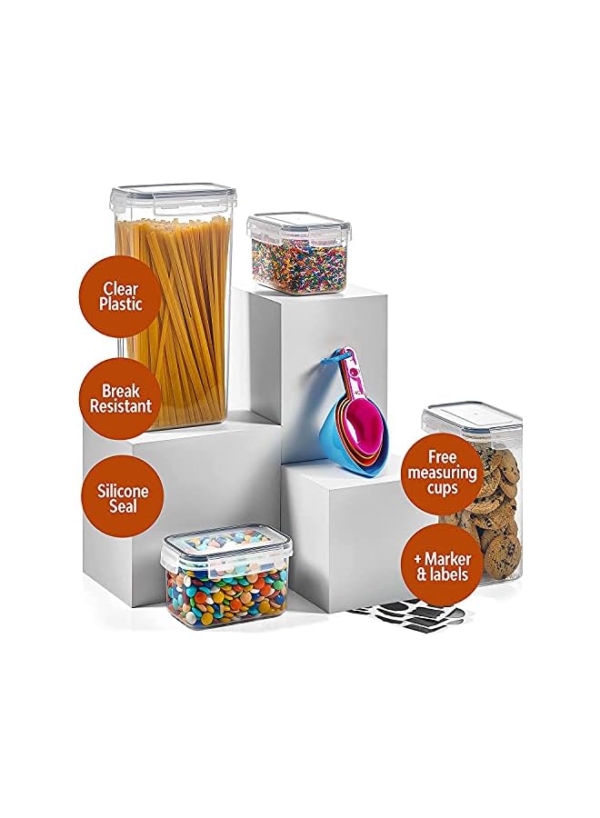 Arabest Pack Airtight Food Storage Container Set  Bpa Free Clear Plastic Kitchen And Pantry Organization Canisters With Durable Lids For Cereal Dry Food Flour & Sugar  Labels Marker & Spoon Set  - Image 3