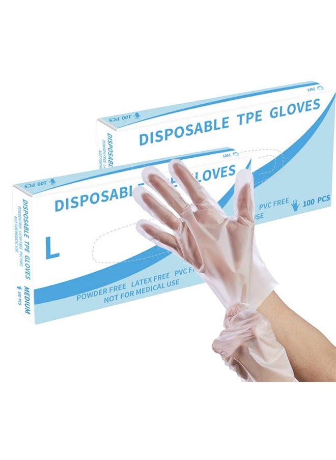 Generic 200Pcs Clear Vinyl Exam Gloves Latex Free TPE Disposable Medical Gloves Cleaning Gloves Food Grade Gloves Household Kitchen Cleaning Oil Proof Gloves  - Image 1