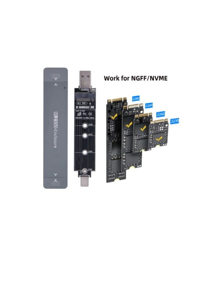To NVME M-key M.2 NGFF SATA SSD PCBA Case Combo Type-C & USB3.0 RTL9210B Chipset 2280 / 2260 / 2242 /2230 mm Adapter
