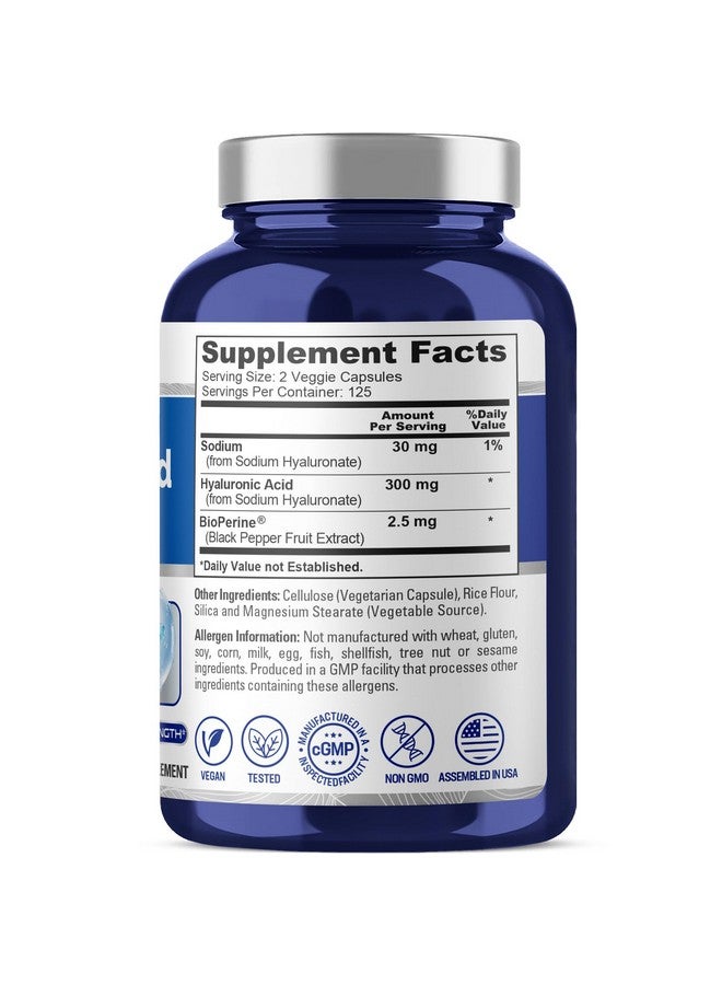 نوسابيور حمض الهيالورونيك نوسابيور ٣٠٠ ملغ، ٢٥٠ كبسولة نباتية (خالية من الكائنات المعدلة وراثيًا، نباتية) - Image 1