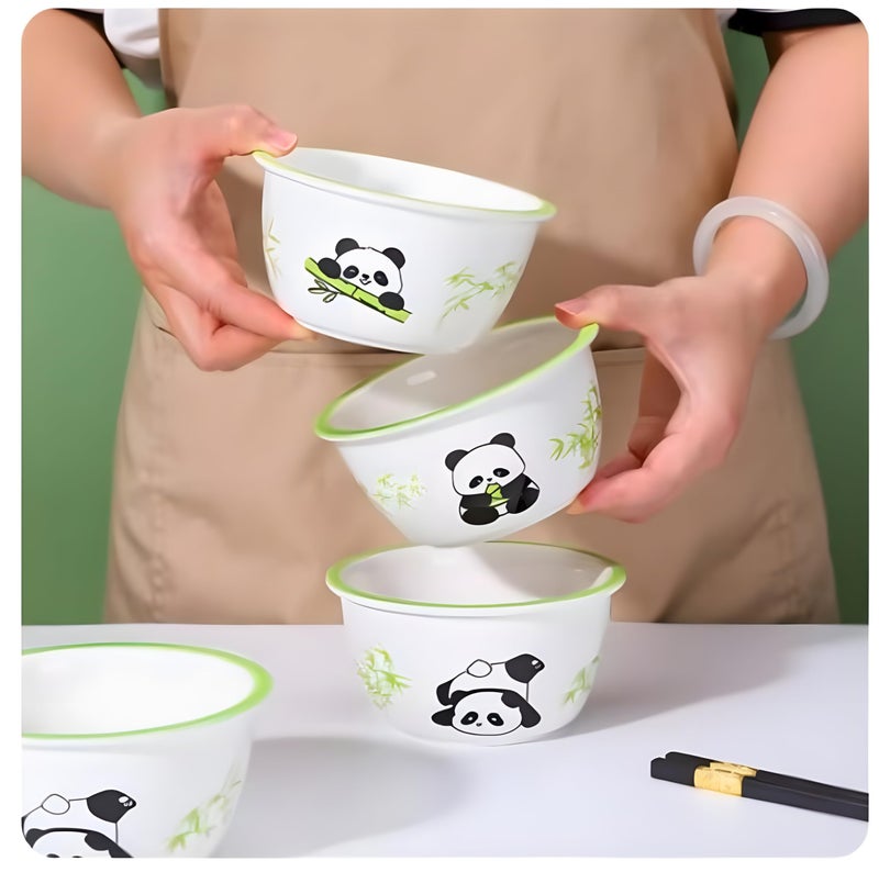 ONICORN Ceramic Porcelain Bowl Set for Oatmeal, Salad, Dessert, Fruit, Rice, Snack, Panda Theme Bowlset, Dishwasher & Microwave Safe with Gift Box (Panda Theme, Pack of 6) - Image 4