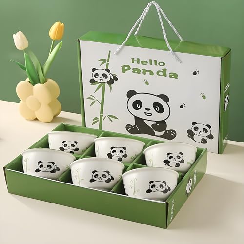 ONICORN Ceramic Porcelain Bowl Set for Oatmeal, Salad, Dessert, Fruit, Rice, Snack, Panda Theme Bowlset, Dishwasher & Microwave Safe with Gift Box (Panda Theme, Pack of 6) - Image 2