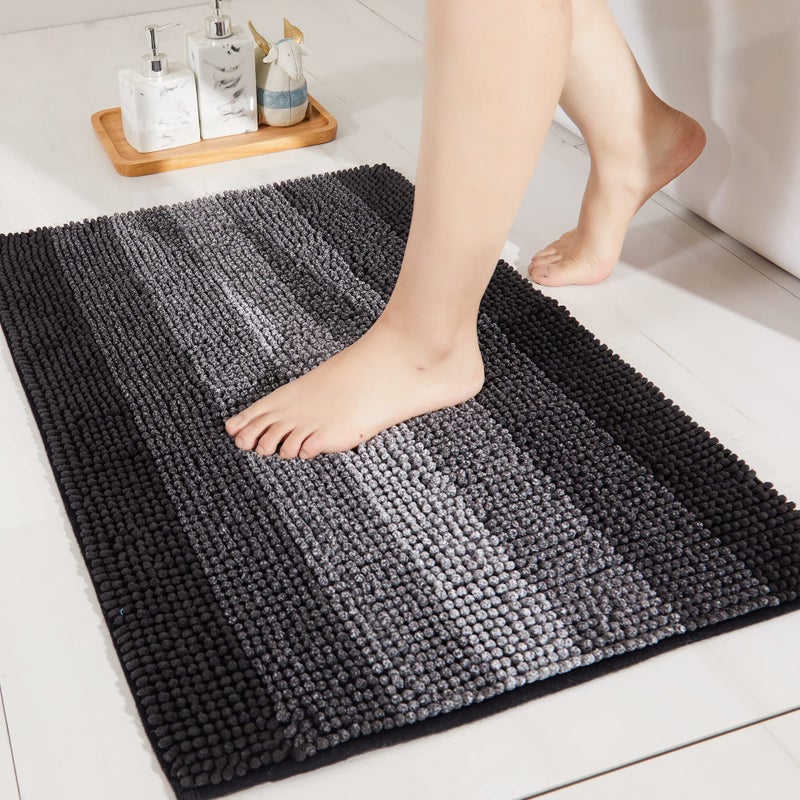 COSY HOMEER COSY HOMEER Bath Rugs Made of 100% Polyester Extra Soft and Non Slip Bathroom Mats Specialized in Machine Washable and Water Absorbent Shower Mat (36x24Inch  Black) - Image 1