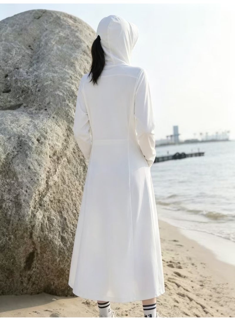Women Abaya Long Sun Protection Robe, 130cm Full Length Hooded Anti-UV Dress, 67cm Extra Long Sleeve With Thumb Hole, Breathable Ice Silk Modest Outdoor Cover Up - Image 4