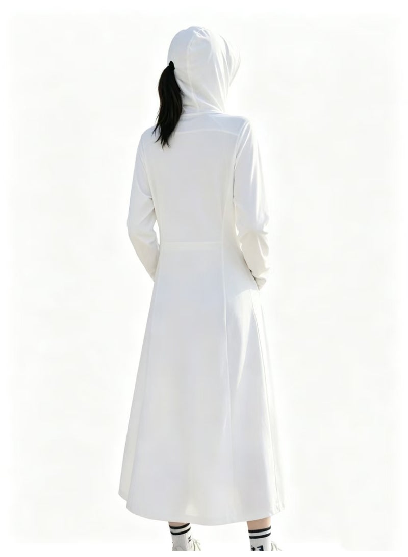 Women Abaya Long Sun Protection Robe, 130cm Full Length Hooded Anti-UV Dress, 67cm Extra Long Sleeve With Thumb Hole, Breathable Ice Silk Modest Outdoor Cover Up - Image 2