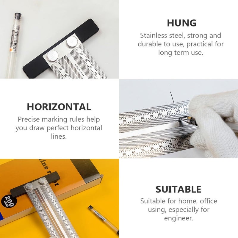 200 Mm Stainless Steel Woodworking Try Square Precision Carpentry Marking Gauge Measuring Ruler - Image 4