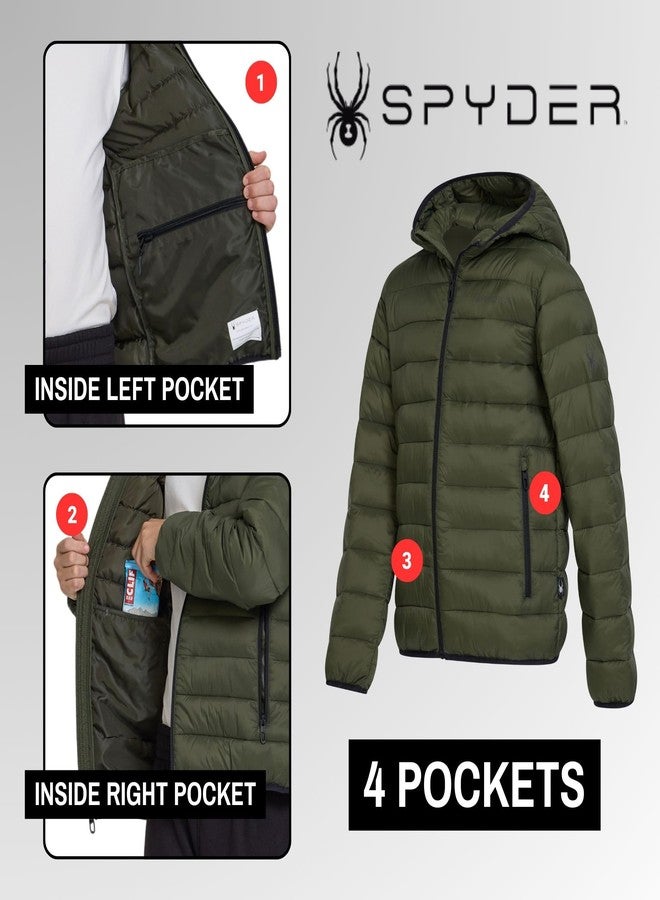 Spyder Packable Boys Puffer Jacket with Hood, Lightweight Boys Winter Jacket, Olive, 4 - Image 3