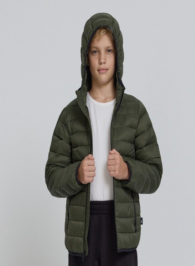 Spyder Packable Boys Puffer Jacket with Hood, Lightweight Boys Winter Jacket, Olive, 4 - Image 5