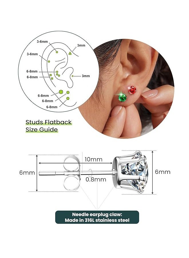 12 Pairs Silver Earrings Steel Earrings Women's Earrings Hypoallergenic Earrings Set Men's Earrings 12 Colors CubicZirconia Studs Earrings - Image 5