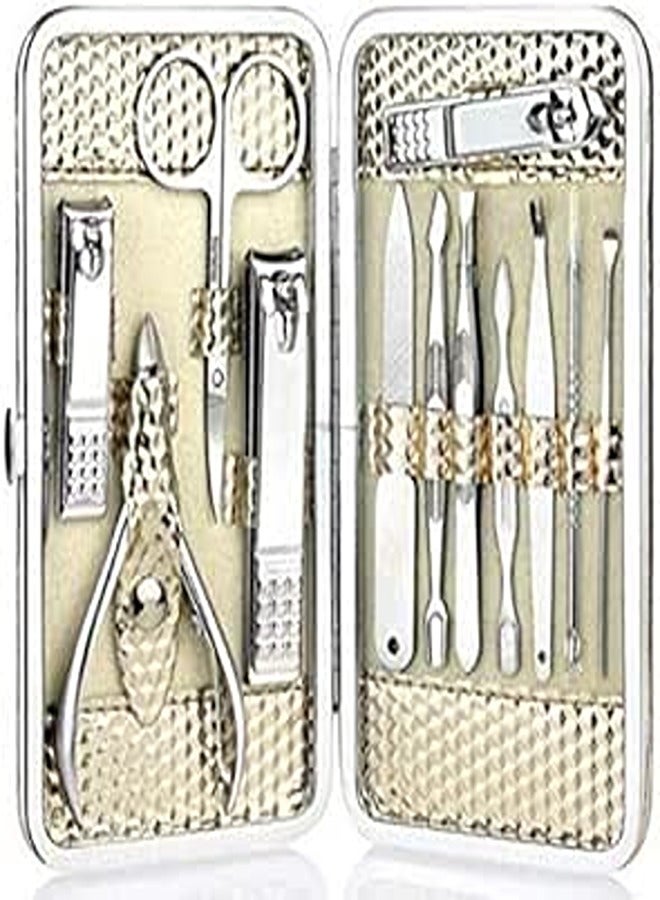 12pcs Stainless Steel Manicure Set nail Care Tools with Mini Finger nail Cutter Clipper File Scissor