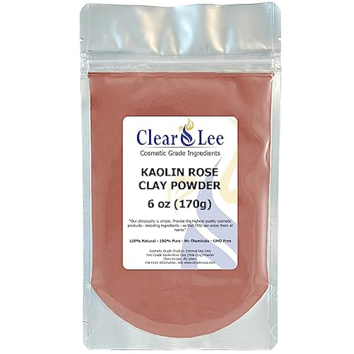 ClearLee Kaolin Rose Pink Clay Cosmetic Grade Powder - 100% Pure Natural Powder - Great For Skin Detox, Rejuvenation, and More - Heal Damaged Skin - DIY Clay Face Mask (6 oz) - Image 1
