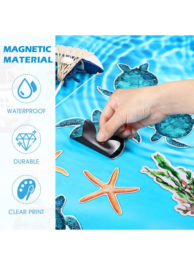 Konohan Konohan 12 Pcs Screen Door Magnets Decorative Sea Turtle Seaweed Starfish Double Sided Magnetic Flexible Protector Savers Sticker Window Warning for Screen Patio Sliding Doors Protector(Blue Green)  - Image 5