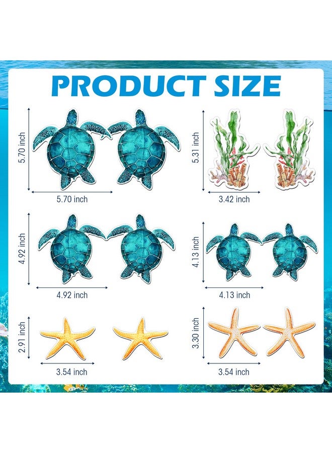 Konohan Konohan 12 Pcs Screen Door Magnets Decorative Sea Turtle Seaweed Starfish Double Sided Magnetic Flexible Protector Savers Sticker Window Warning for Screen Patio Sliding Doors Protector(Blue Green)  - Image 4