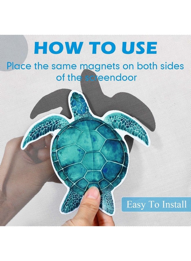 Konohan Konohan 12 Pcs Screen Door Magnets Decorative Sea Turtle Seaweed Starfish Double Sided Magnetic Flexible Protector Savers Sticker Window Warning for Screen Patio Sliding Doors Protector(Blue Green)  - Image 2