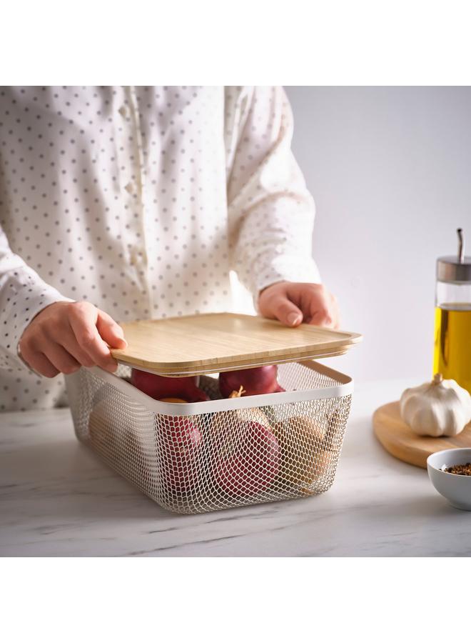 Green Tiger Food Storage Basket, Metal/White, 30X20X11 Cm - Image 3