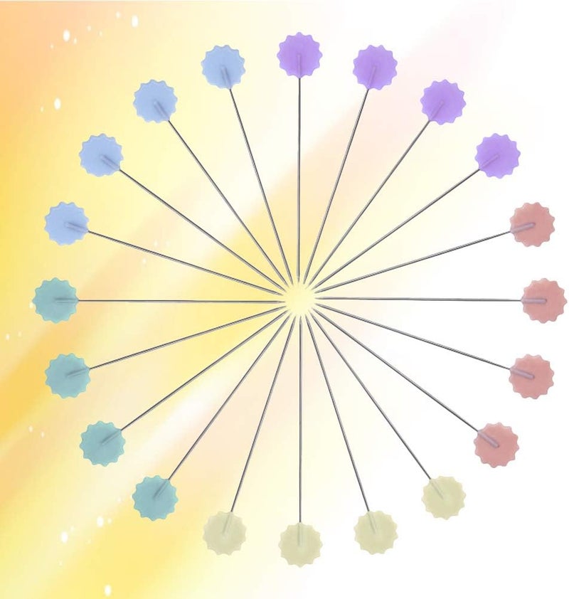 كلاراكو 200 قطعة من دبابيس رأس زهرة البرقوق، دبابيس دفع برأس بلاستيكي على شكل زهرة، دبابيس خياطة، دبابيس خياطة مستقيمة، دبابيس خياطة للأقمشة، دبابيس خياطة لحرف الخياطة اليدوية - Image 5