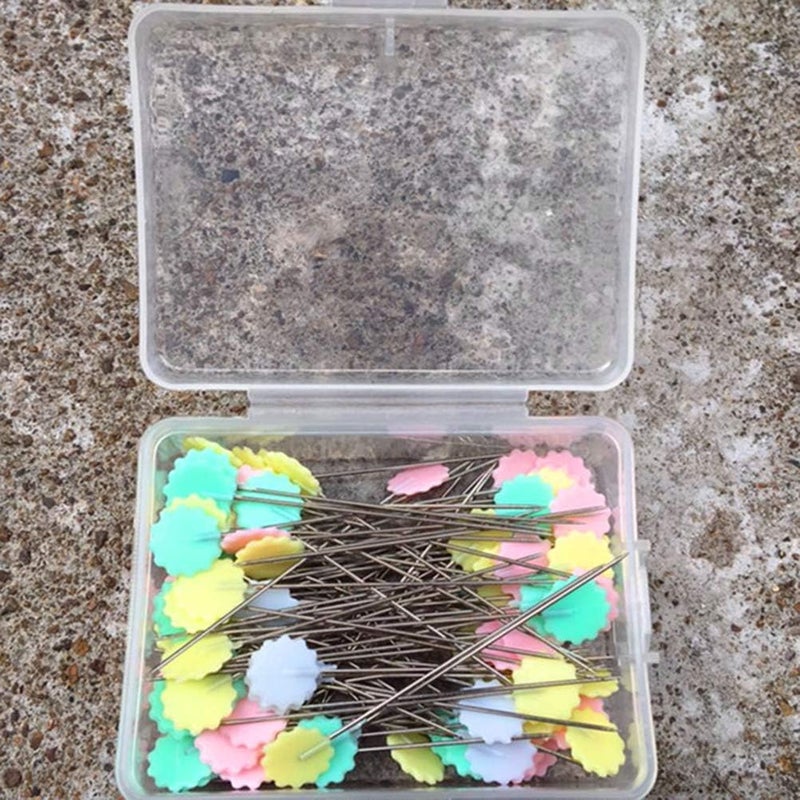 كلاراكو 200 قطعة من دبابيس رأس زهرة البرقوق، دبابيس دفع برأس بلاستيكي على شكل زهرة، دبابيس خياطة، دبابيس خياطة مستقيمة، دبابيس خياطة للأقمشة، دبابيس خياطة لحرف الخياطة اليدوية - Image 4