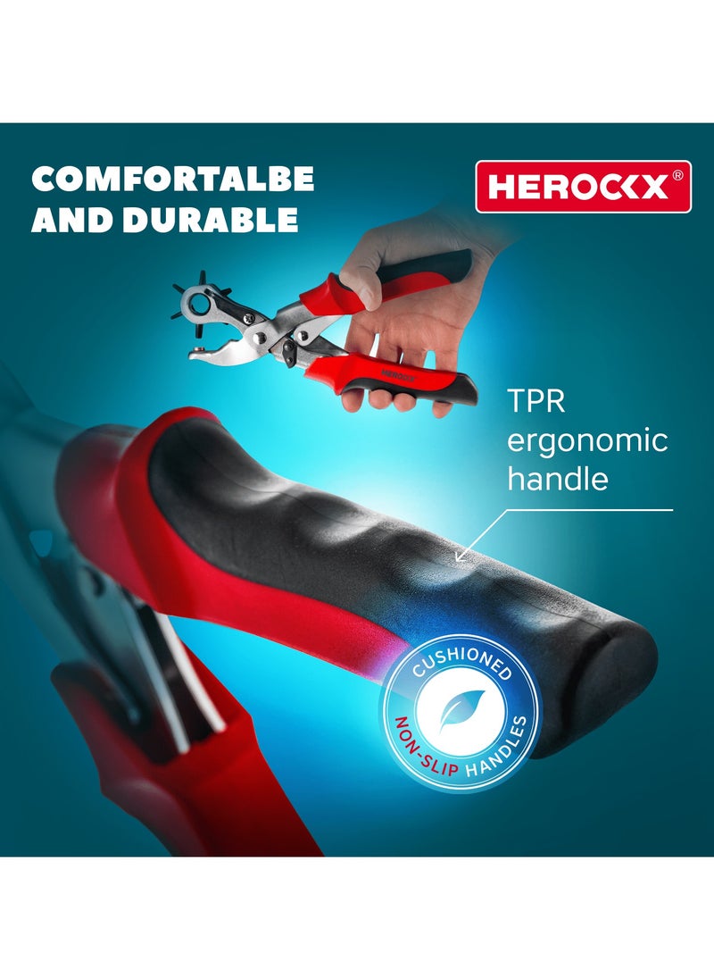HEROCKX Belt hole punch plier Leather Punch Tool Belt Punch Tool  Belt Hole Puncher Heavy Duty Leather Punching Machine is Suitable for Leather, Leather Belt, Handbag, Watch Strap, etc  - Image 4