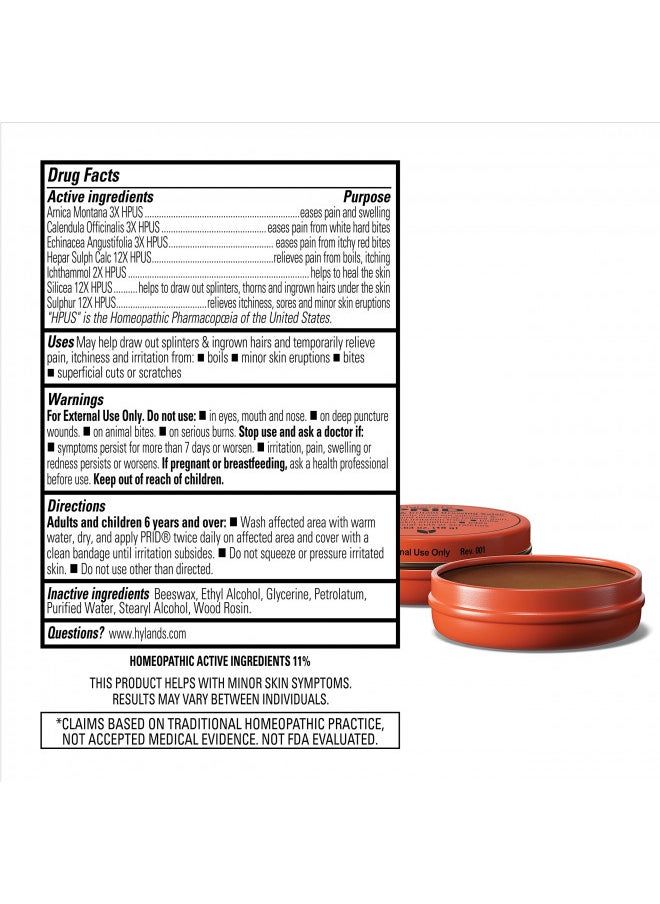 Naturals Prid Drawing Salve, Topical Skin Irritation Relief, For Splinters, Thorns, Ingrown Hairs, Itch Relief For Bug Bites, Boils, Minor Cuts & Scrapes, 18 Grams