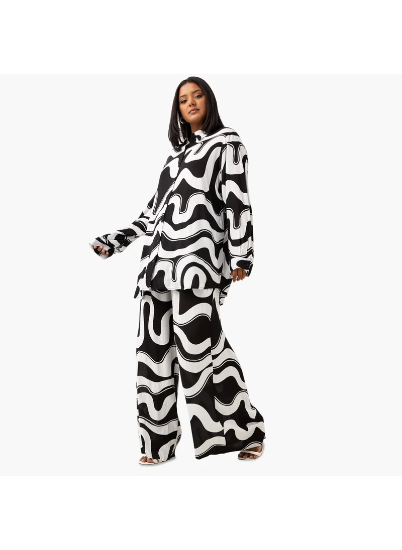  أولا بوبكن Plus Size Ulla Popken All-Over Print Shirt with Long Sleeves