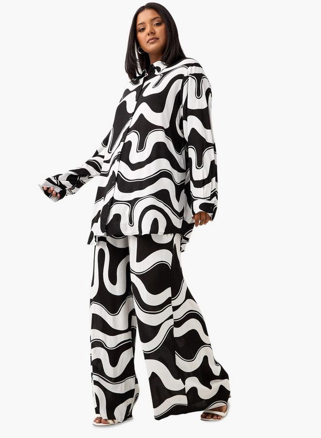 Ulla Popken Plus Size Ulla Popken All-Over Print Shirt with Long Sleeves - Image 2