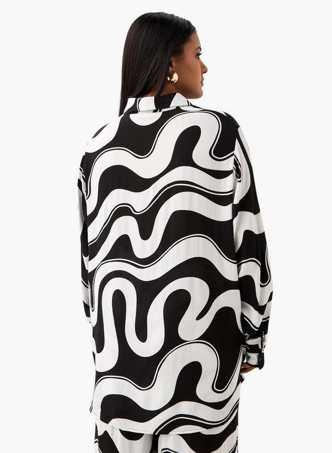 Ulla Popken Plus Size Ulla Popken All-Over Print Shirt with Long Sleeves - Image 3