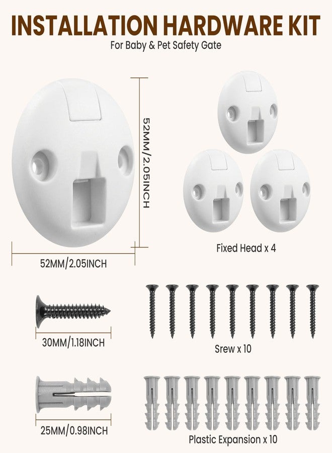 Mumeasy Baby Gate Replacement Hardware Kit, Wall Mount Accessories with Screws & Anchors for Baby & Dog Safety Gates, White - Image 2