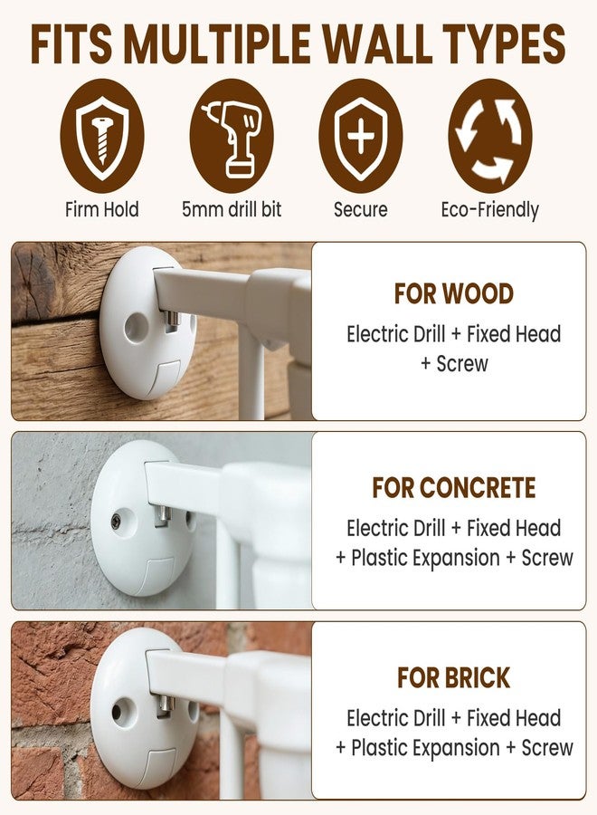 Mumeasy Baby Gate Replacement Hardware Kit, Wall Mount Accessories with Screws & Anchors for Baby & Dog Safety Gates, White - Image 3