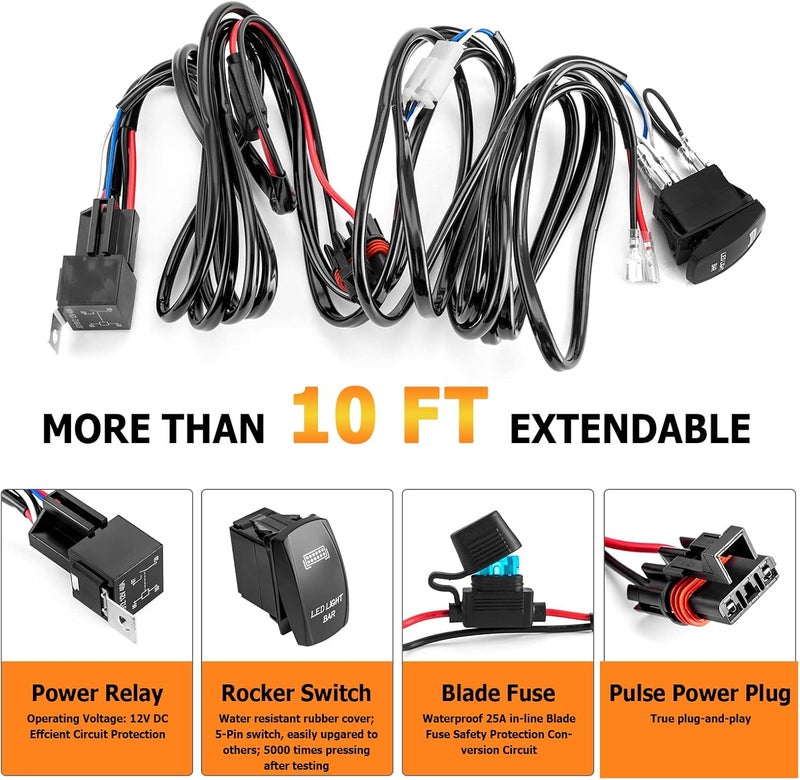 WeiSen 300W Plug & Play LED Light Bar Wiring Harness Kit with Rocker Switch - Image 5