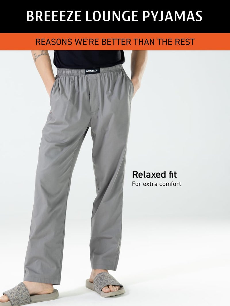 DAMENSCH Relaxed Fit Premium Cotton Casual Style|Dual Pockets|Ultra light| Breathable Microfibre Waistband|Anti-Bacterial|Stretchable, Soft Comfortable| Lounge Pyjamas For Men - Colombo Blue - M - Image 2