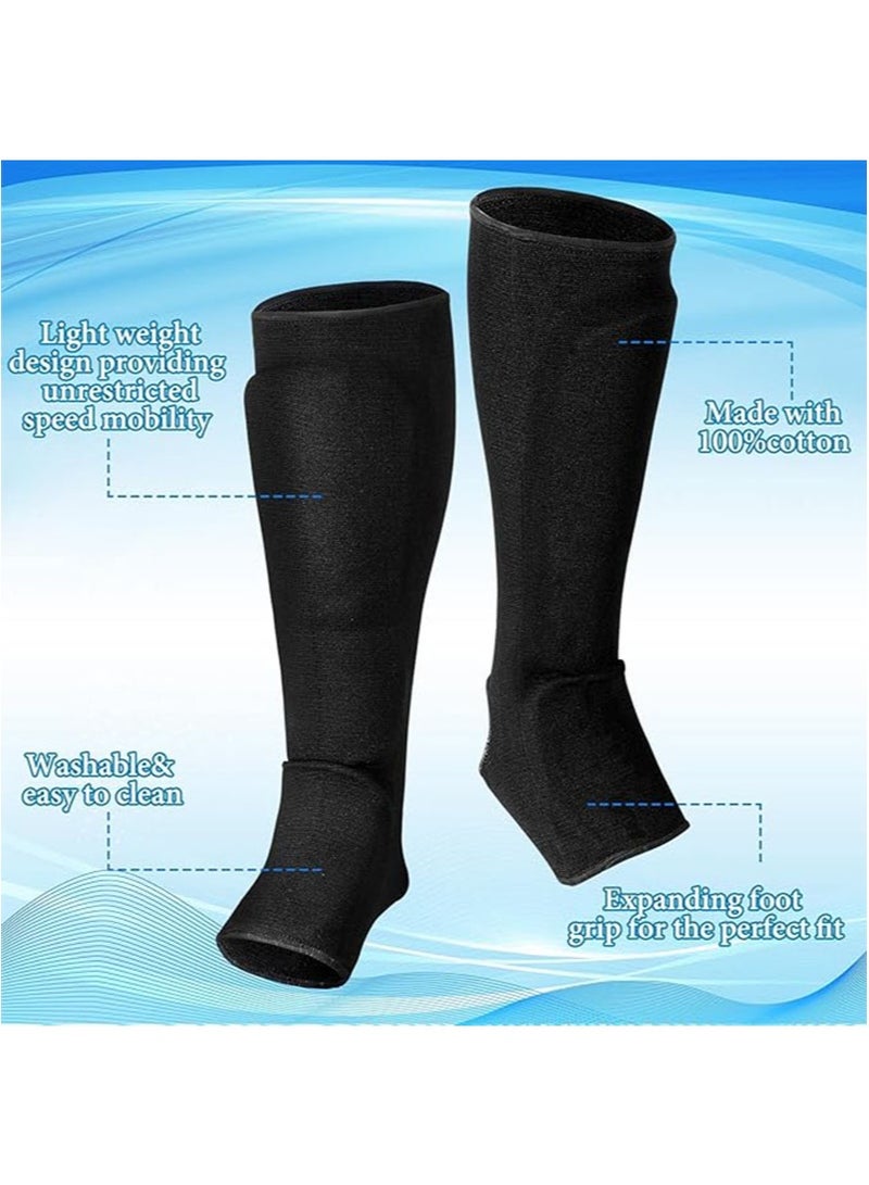 Apustim Boxing Gloves With Shin Guards，Taekwondo Shin Guards，Martial Arts Punching Bag Gloves，Boxing Gloves，Taekwondo Shin Guards，Suitable For Men And Women Sports Training Sparring （Black） - Image 2