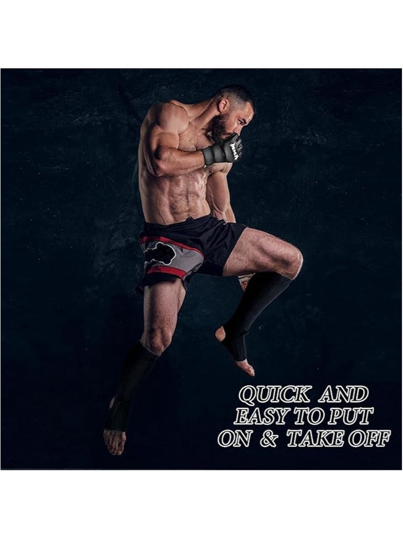 Apustim Boxing Gloves With Shin Guards，Taekwondo Shin Guards，Martial Arts Punching Bag Gloves，Boxing Gloves，Taekwondo Shin Guards，Suitable For Men And Women Sports Training Sparring （Black） - Image 5