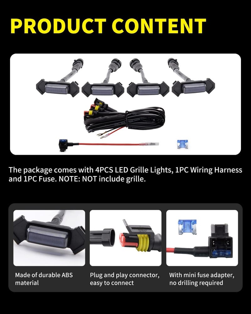 MEALAM White LED Grille Lights for Toyota Tacoma - Image 4
