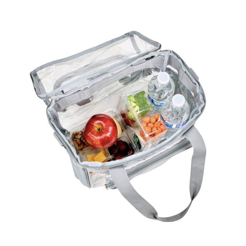 Smarty Heavy Duty Clear Lunch Tote Stadium Bag Approved Durable Crossbody Travel Makeup Cosmetic Box for Football Basketball Baseball Games Concerts Work Correctional Officers (Silver Gray, 12 x 6 x 12) - Image 5