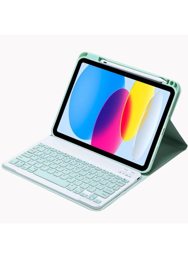 Generic Suitable For IPad10 Bluetooth Keyboard 10.2 Upper Pen Slot Leather Case Air5 Magnetic Protective Case Mouse Mini7 Wonderful-Color:Green-Product Type:iPad 10 Generation 10.9(2022)  - Image 1