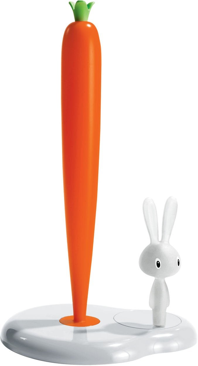 ALESSI Alessi | Bunny & Carrot ASG42/H R - Design Kitchen Roll Holder, Thermoplastic Resin, White  - Image 1