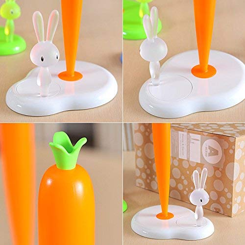 ALESSI Alessi | Bunny & Carrot ASG42/H R - Design Kitchen Roll Holder, Thermoplastic Resin, White  - Image 3