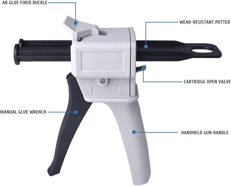 koea 50ml Dispenser Gun Kit,Impression Mixing Dispensing Gun Applied to 1: 1/1: 2 AB Plastic Tube - Image 4