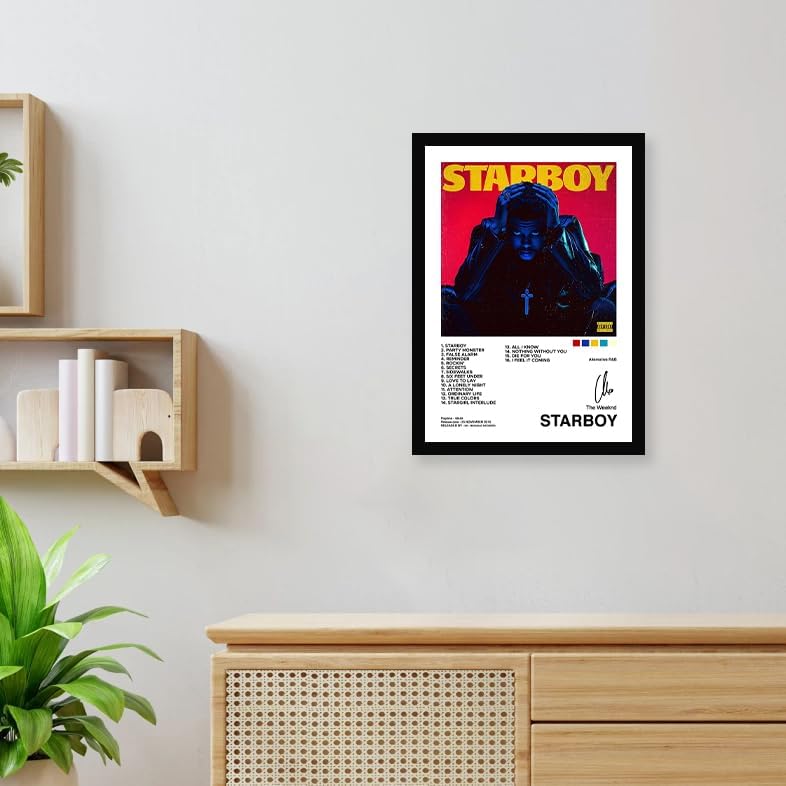 إطارات ملصقات حائط خشبية لـ The Weeknd - Starboy من كودرز بارادايس | بحجم 8×12 بوصة (حجم A4) | إطارات أعمال فنية معلقة للمنزل - Image 2
